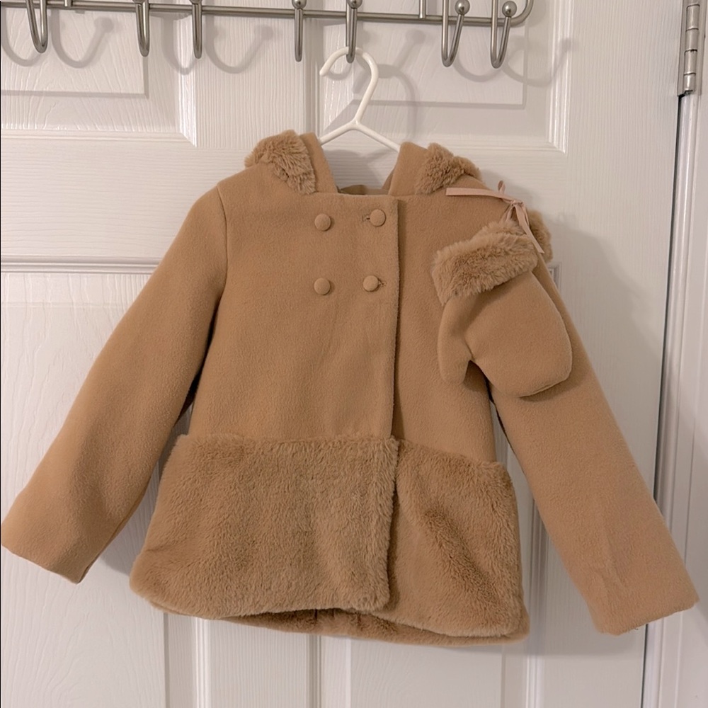 Tahari Tan Pea Coat Classic Wool Blend